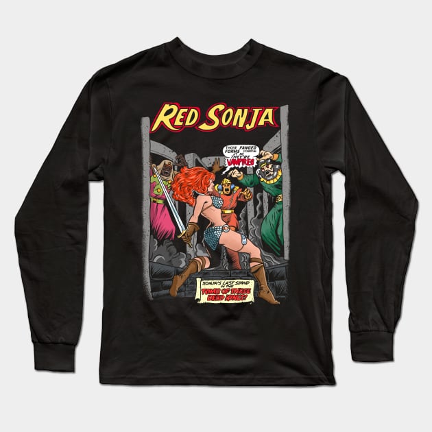 Red Sonja Cover Long Sleeve T-Shirt by OniSide